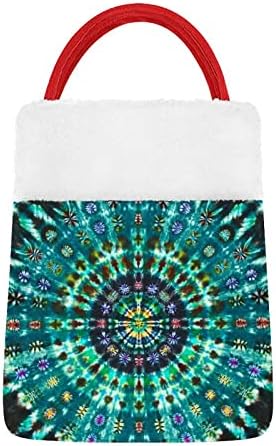 Mandala Tie Dye Sacos de Natal Bolsa de armazenamento de bolsa de armazenamento fofa para doces Tree de Natal pendurada decorativa