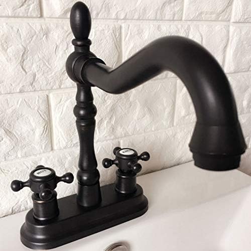 Óleo preto Bronze Bronze 4 Pia de banheiro do banheiro da torneira da torneira da bacia giratória Tap Tap Dual Cross Handles