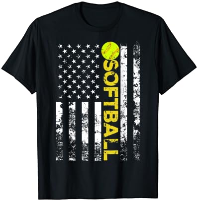 T-shirt de presente de time de softball da bandeira americana