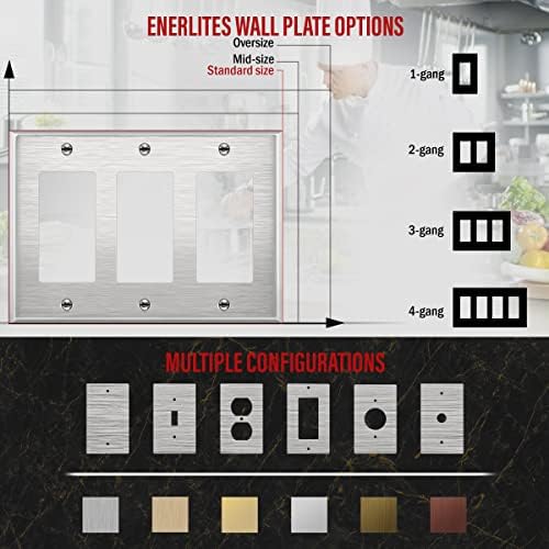 Enerlites Decorator Switch ou placa de parede de metal de saída, resistência à corrosão, tamanho 3-gang 4,50 x 6,38, UL