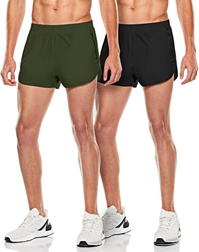 Athlio 1 ou 2 pacote de shorts de corrida masculinos, shorts atléticos de malha rápida de 3 polegadas, troca de treino de ginástica