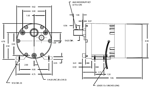 Dayton 1LPN2 Motor da engrenagem do eixo paralelo AC, De graus_fahrenheit, para volts, amplificadores ((