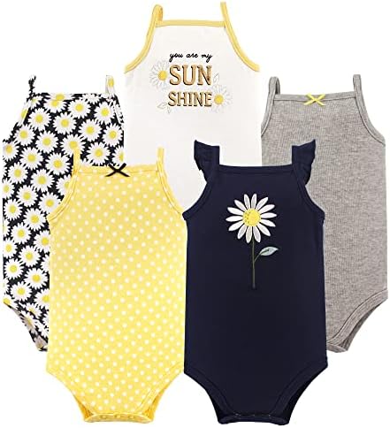 Hudson Baby Unissex Baby Cotton Mleeless Bodysuits