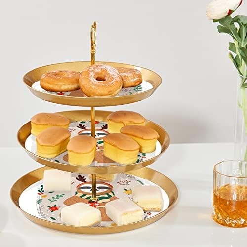 3 cupcakes de camada, fofa flor de natal florro de natas de cor de coroa de coroa de natal em camadas de sobremesa bolo exibição de