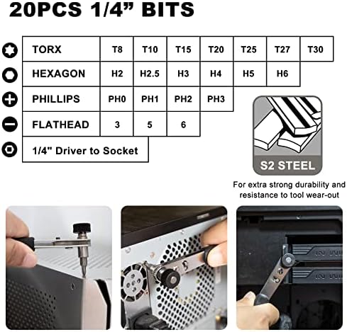 Conjunto de bits de chave de fenda Mini Ratcheting Inpower 1/4