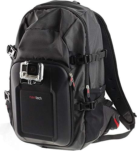 Backpack da câmera de ação Navitech e estojo de armazenamento vermelho com tira de tórax integrada - compatível com a câmera de ação