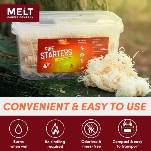 Mert Candle Company Fire Starter - Fire Starter Pack para chaminé, pit de churrasqueira, lareira, fogueira, churrasqueira e fumante