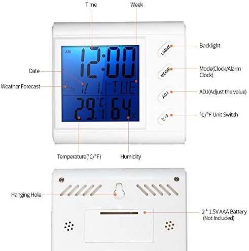 Walnuta LCD Termômetro interno digital Hygrômetro Temperatura ambiente-Termômetro e higrômetro de alta precisão com despertador Luz