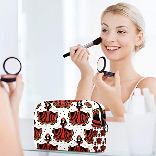 Levais Day of the Dead Skull Dress Girl Girl Small Makeup Bag bolsa para bolsa de bolsa cosmética de viagens para a bolsa