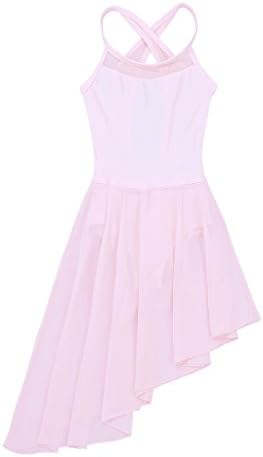 Dançarina de garotas de Ranrann Crianças Flowy Flowy Assimétrico Vestido de Bainha Chiffon Gymnastic Letard Ballet