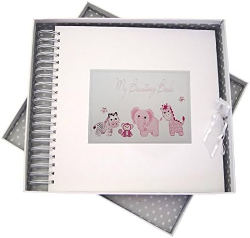 Cartões de algodão branco, meu livro de cartas e memória, brinquedos rosa, animais, 27 x 30 x 4 cm