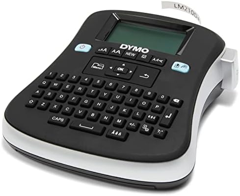 Dymo LabelManager 210d Kit de fabricante de etiquetas portátil, teclado QWERTY, com 12mm preto em etiquetas D1 brancas