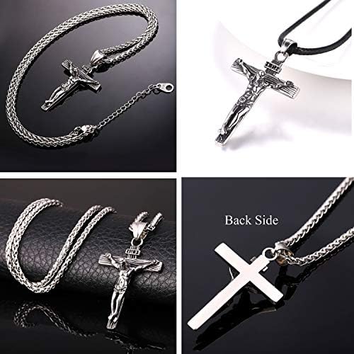 U7 homens crucifix Cross Pinging com Chain Baptism Christian Jewelry Aço inoxidável/colar de Jesus Antique de Ouro 18k, Presente