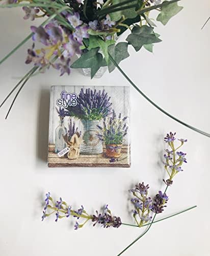 Estilo fino 40 CTS 5x5 Bonitos guardanapos de flores de lavanda | Nudários de papel de coquetel de flora | Guardana