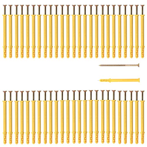 6 2-1/8 PLÁSTICO Drywall Wall Anchor parafusos Kit de sortimento com âncoras de parede oca âncoras de drywall 100 pcs