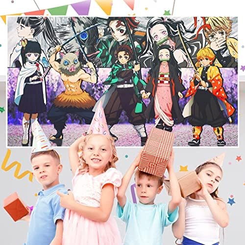 Banner de cenário de festa de demônio de anime, decorações de festa de aniversário temáticas de anime, adereços de