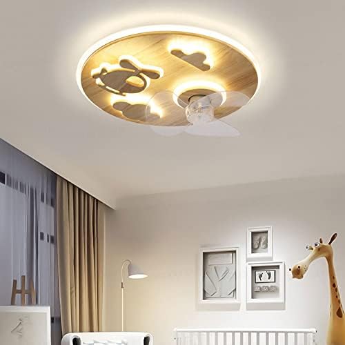 Yvamnad Modern Kids Room Oak Teto Fan com luzes de moda de moda Lâmpada de ventilador de teto de moda Lâmpada de