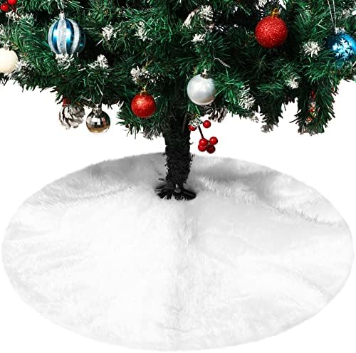 ABAODAM Decorações de inverno Salia de árvore de pelúcia Salia de árvore de Natal Branca 30 polegada Decorações de Natal Mat de