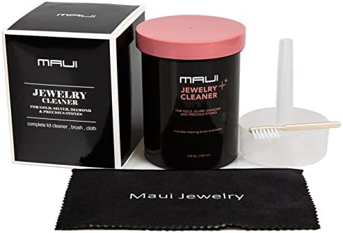 Solução de limpeza de jóias líquidas Maui kit completo com pano para ouro, prata, diamante. Solução de segurança