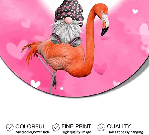 Metal redondo dia dos namorados da coroa de grinaldas sinais de flamingo gnome rosa sinal de lata