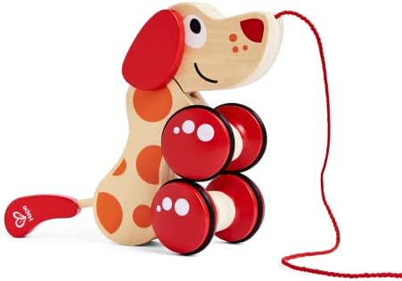 Puppy Puppy Pull Pull Toy de Walk-A-Long por HAPE | O premiado Push Pull Pull Toy Puppy para crianças pequenas pode sentar, ficar