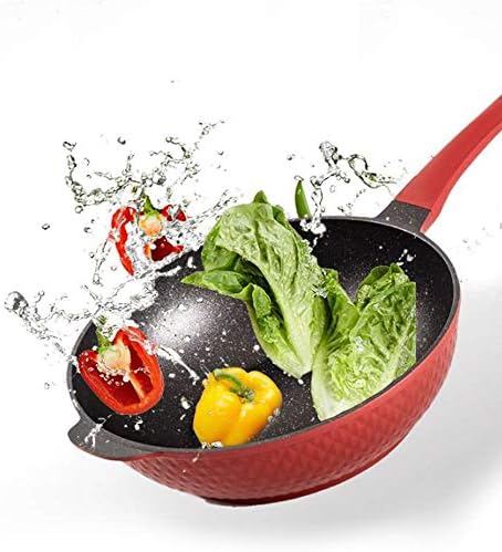 SBSNH 32cm Maifan Stone wok não bastão frigideira panela sem óleo de fumaça com panela de indução a gás universal