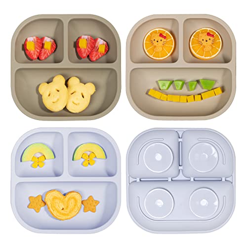 Babelio Placas de sucção poderosas para bebê e criança, de alimentos Grand Silicone Divided Baby Placs, BPA