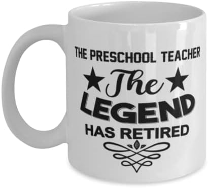 Professor pré -escolar Caneca, a lenda se aposentou, idéias de presentes exclusivas para o professor de pré -escola, copo