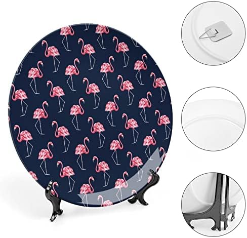 Belo prato decorativo flamingo placa de cerâmica redonda placa de porcela