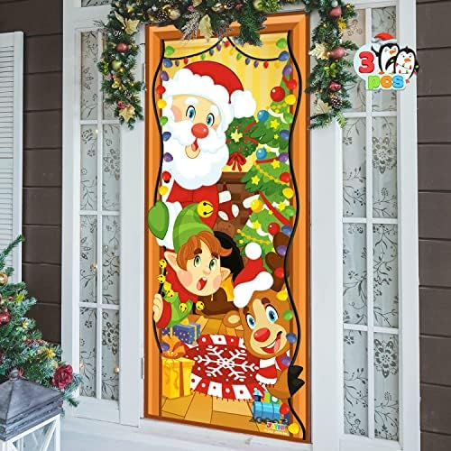 Joiedomi Joyin 3 PCs Christmas Gingerbread Man, Santa Claus e Elf Capa Door Decoração da casa de férias com design