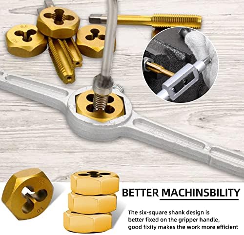 Wakuka Tap e Die Conjunto de aço e tamanhos de métrica e SAE revestidos com titânio para reparo interno e externo