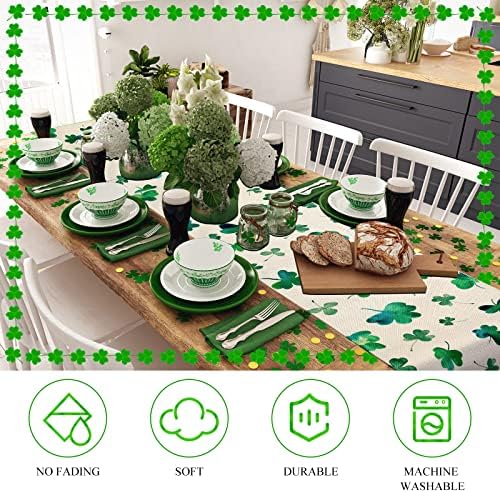 2 peças shamrocks mesa de mesa de mesa de cozinha sortudo, corredor de mesa de St Patrick, decorações do dia de mesa verde Tonela de mesa sazonal para festas em casa férias de festas diários 13 x 72 polegadas