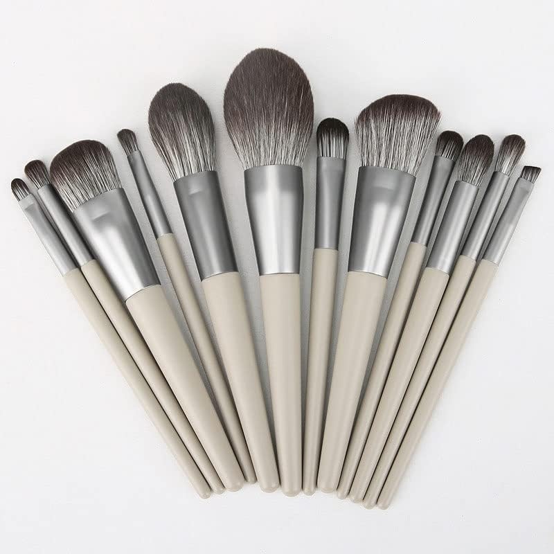 12 Brush de maquiagem Conjunto completo de ferramentas de beleza de escova de madeira solta em pó de madeira