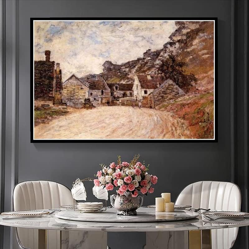 The Hills of Vetheuil Painting de Claude Monet Diamond Painting Kits para adultos, arte de diamantes de cristal 5D com ferramentas