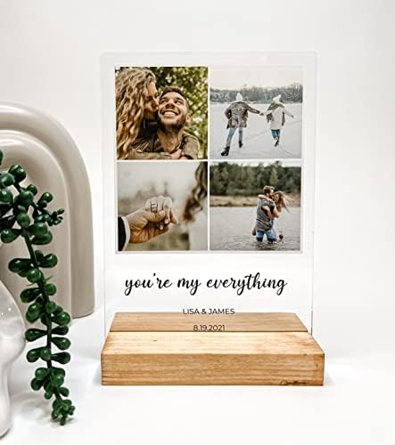 Custom Qualquer nomes e palavras Photo Collage Picture Picture Frame Table Wood Desk Stand Display Plaque Home Décora