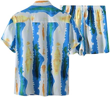 Defina havaiana listrada de masculino Button de manga curta casual camisetas e shorts Fit Fit Funky Summer Beach Roupent Set