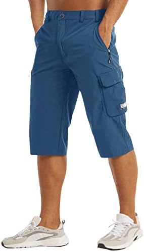 Magcomsen Men's Workout Gym Shorts Quick Dry 3/4 Capri Pants Zipper Bolsões Athletic shorts de corrida