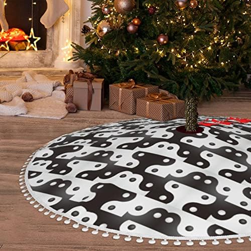 Saia de árvore de Natal com pom TRIM TAI-COW-COW-FUNNY Holiday Christmas Home Decorações 36