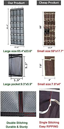 Sobre a porta Organizador de sapatos pendurados 24 bolsos de malha extra grandes pendurados portadores de sapatos para tênis de armazenamento