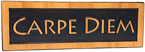 Abi Woodworking “Carpe diem”, placa decorativa de sinal de madeira, esculpida