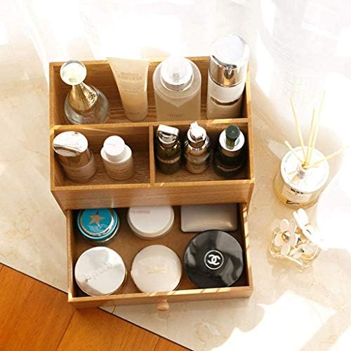 Caixa de armazenamento UxzDX CuJux - Caixa de armazenamento de cosméticos de madeira Caixa de acabamento para mesa de mesa de