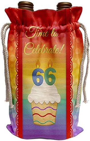3drose Beverly Turner Aniversário Convite Design - Cupcake, Velas de Número, Time, Celebrar 66 anos Convite - Bolsa de Vinho