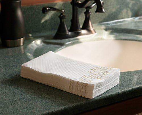 Toalhas de mão de banheiro descartáveis ​​de hóspedes descartáveis ​​- Design floral de ouro - toalhas de papel descartáveis ​​de