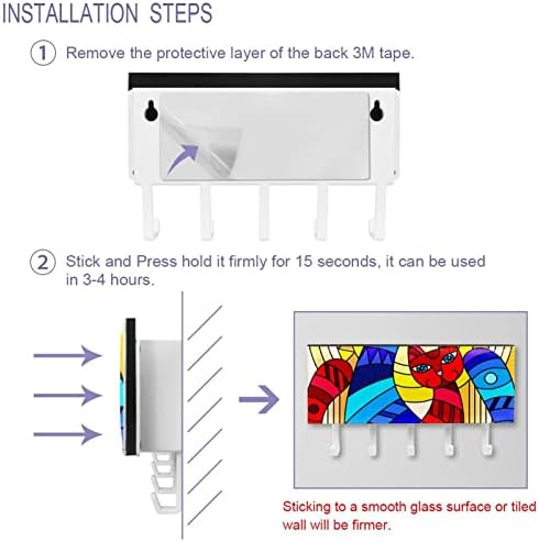 Laiyuhua adesivo colorido ganchos com 5 ganchos e 1 compartimento para armazenamento, perfeito para sua entrada, cozinha,