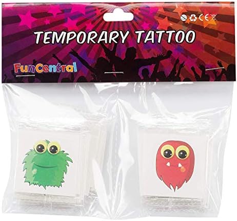 Fun Central 72 peças - tatuagens temporárias de monstro para crianças e adultos - variados