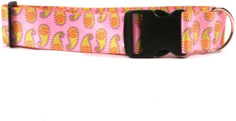 Design de cachorro amarelo colarinho de cachorro rosa se encaixa no pescoço 10 a 14 , pequeno/2 de largura