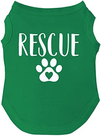 Resgate tamanhos de camiseta de cães de pata de coração para filhotes, brinquedos e raças grandes