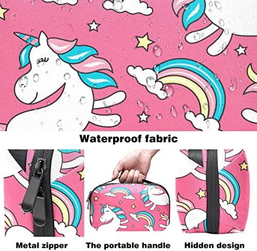 Unicorn Pink Makeup Bag Zipper Bolsa Travel Organizador cosmético para mulheres e meninas