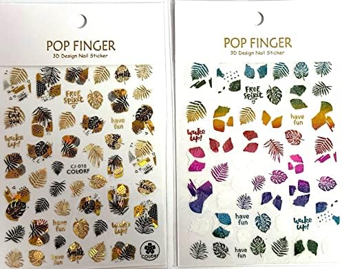Decalques de unhas metálicas de dedo pop, dois lençóis, lindas cores, decorações de unhas e adesivos duradouras