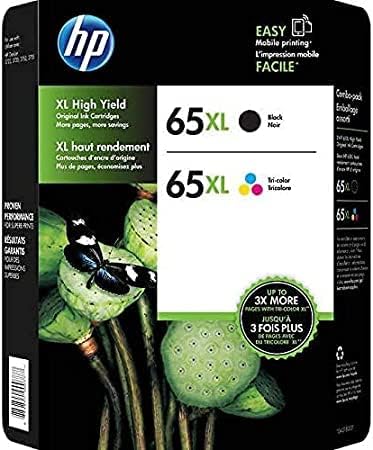 65xl Black e Tri-Color Cartucho de tinta de alto rendimento | Trabalha com a HP Amp 100 Series, HP DeskJet 2600, 3700